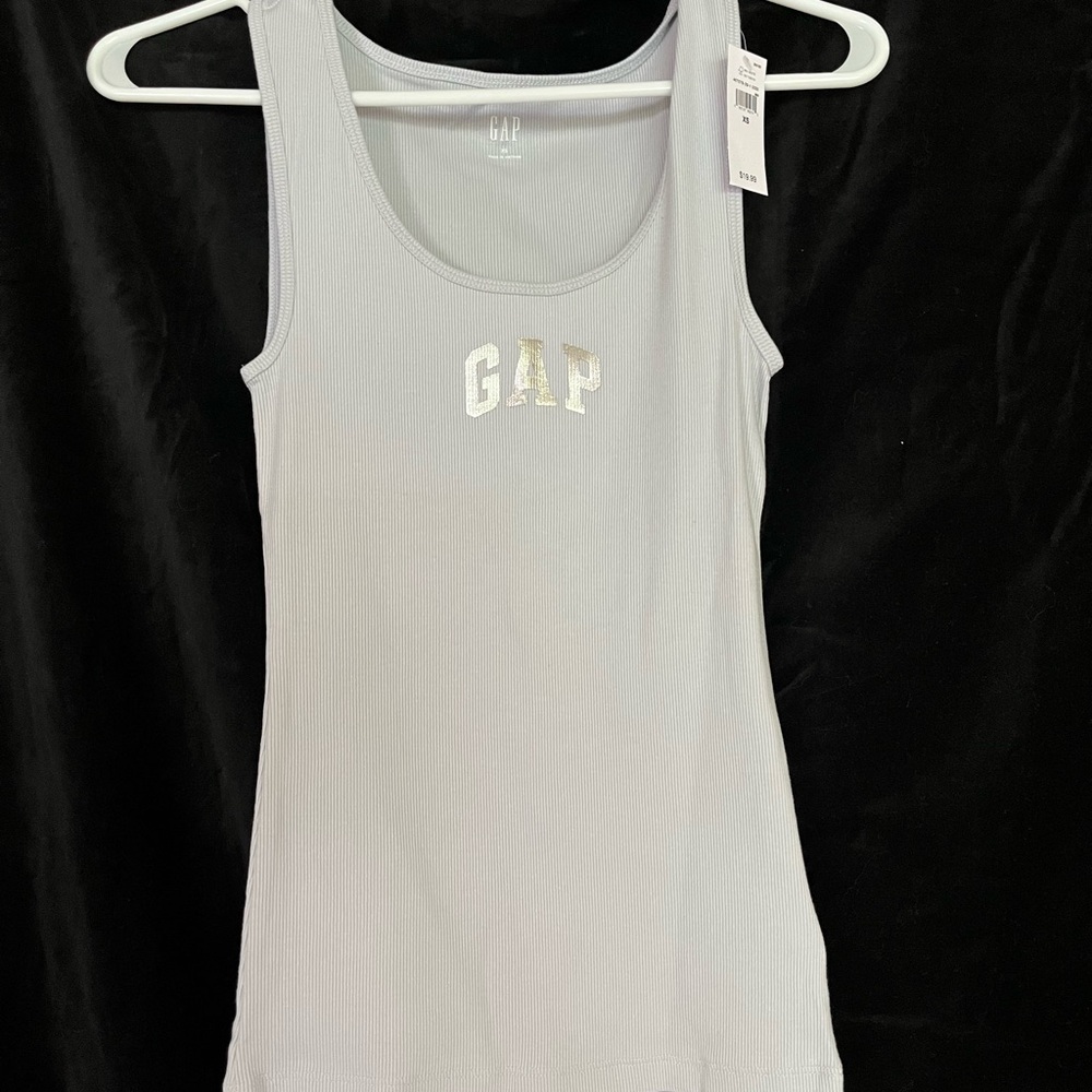 GAP Gray Fitted Tank Top with Scoop Neck